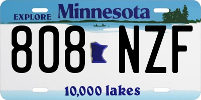 MN license plate 808NZF
