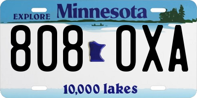 MN license plate 808OXA