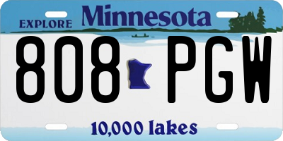 MN license plate 808PGW