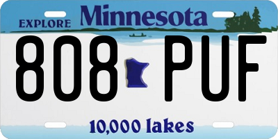 MN license plate 808PUF