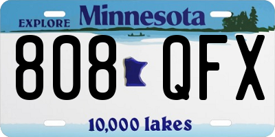 MN license plate 808QFX