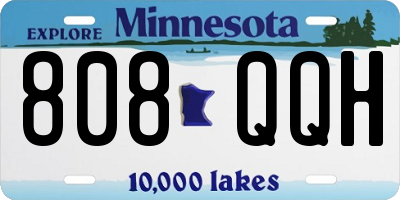 MN license plate 808QQH