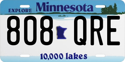 MN license plate 808QRE
