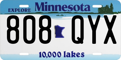 MN license plate 808QYX