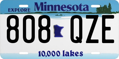 MN license plate 808QZE