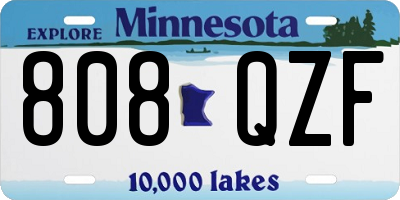MN license plate 808QZF
