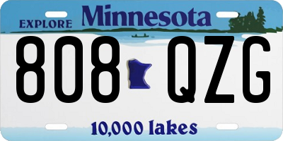 MN license plate 808QZG