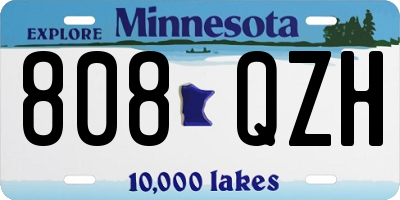 MN license plate 808QZH