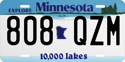 MN license plate 808QZM
