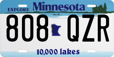MN license plate 808QZR