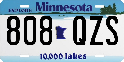 MN license plate 808QZS