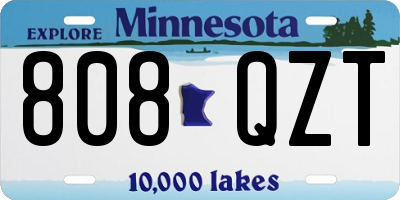 MN license plate 808QZT