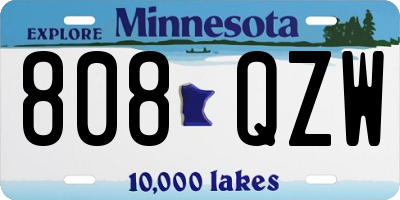 MN license plate 808QZW