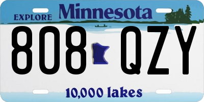 MN license plate 808QZY