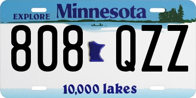 MN license plate 808QZZ