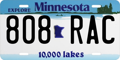 MN license plate 808RAC