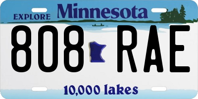 MN license plate 808RAE