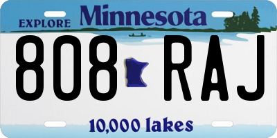 MN license plate 808RAJ