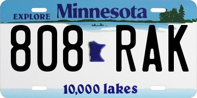 MN license plate 808RAK