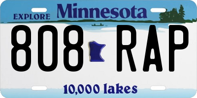 MN license plate 808RAP