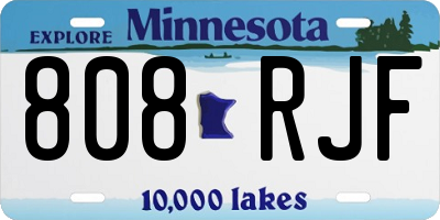 MN license plate 808RJF