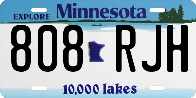 MN license plate 808RJH