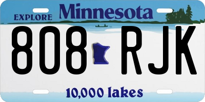 MN license plate 808RJK