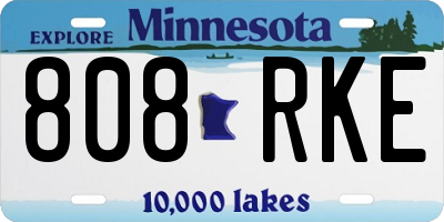 MN license plate 808RKE