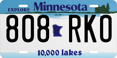 MN license plate 808RKO