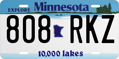 MN license plate 808RKZ