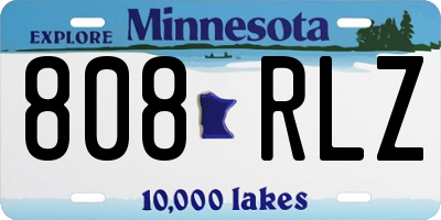 MN license plate 808RLZ