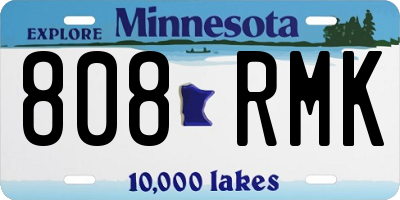 MN license plate 808RMK