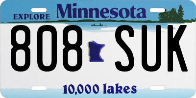 MN license plate 808SUK