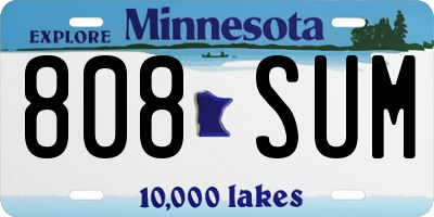 MN license plate 808SUM