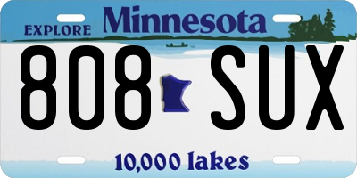 MN license plate 808SUX