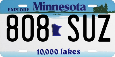 MN license plate 808SUZ