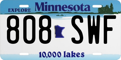 MN license plate 808SWF
