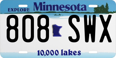 MN license plate 808SWX