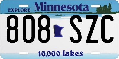MN license plate 808SZC