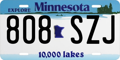 MN license plate 808SZJ