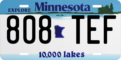 MN license plate 808TEF