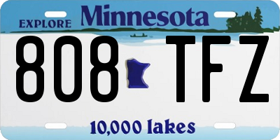 MN license plate 808TFZ