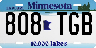 MN license plate 808TGB