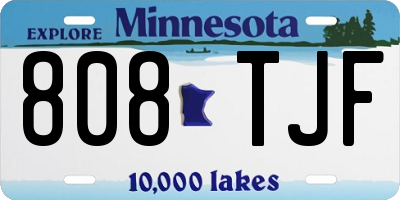 MN license plate 808TJF