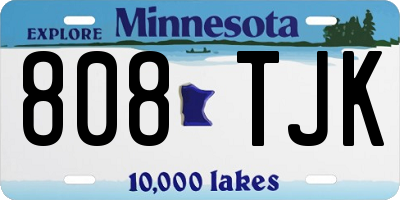 MN license plate 808TJK