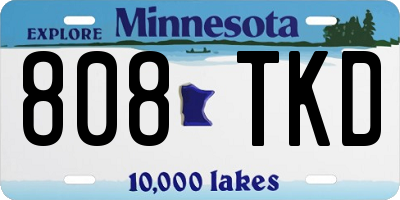 MN license plate 808TKD