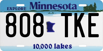 MN license plate 808TKE