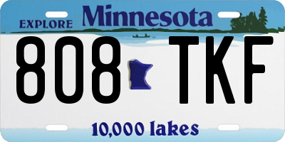 MN license plate 808TKF