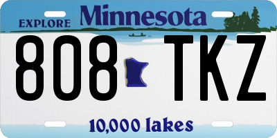MN license plate 808TKZ