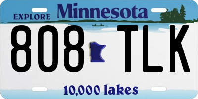 MN license plate 808TLK